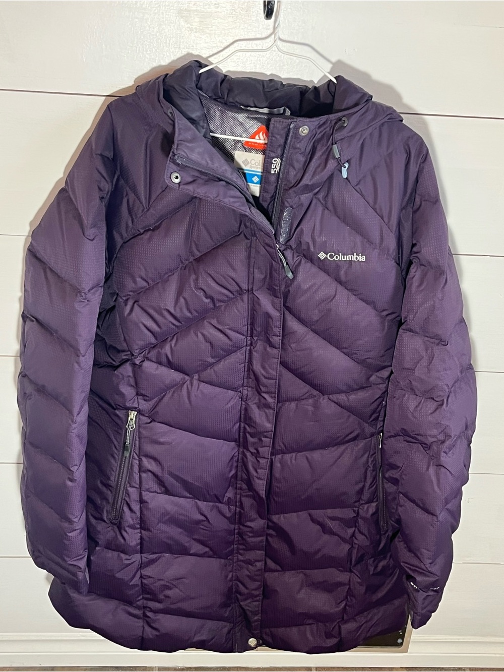 Columbia Women's Deep Purple Hooded Down-Filled Coat